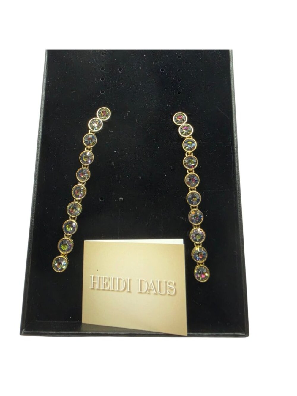 Heidi Daus On Line Swarovski Crystal Linear Dangle Earrings 3.5 Inch New